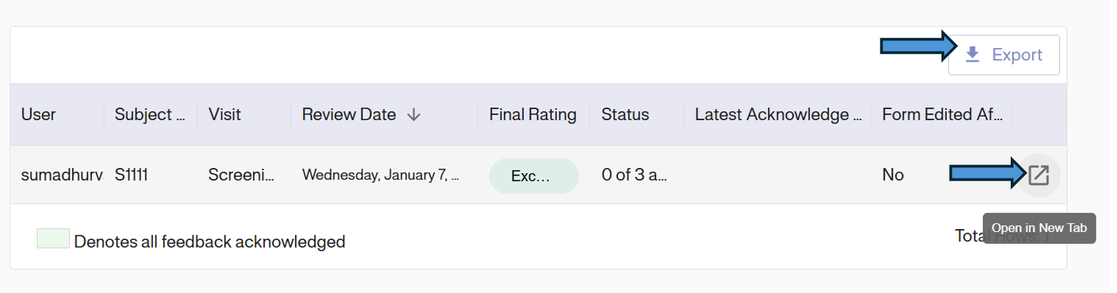 Goal Reviews Grid and Export